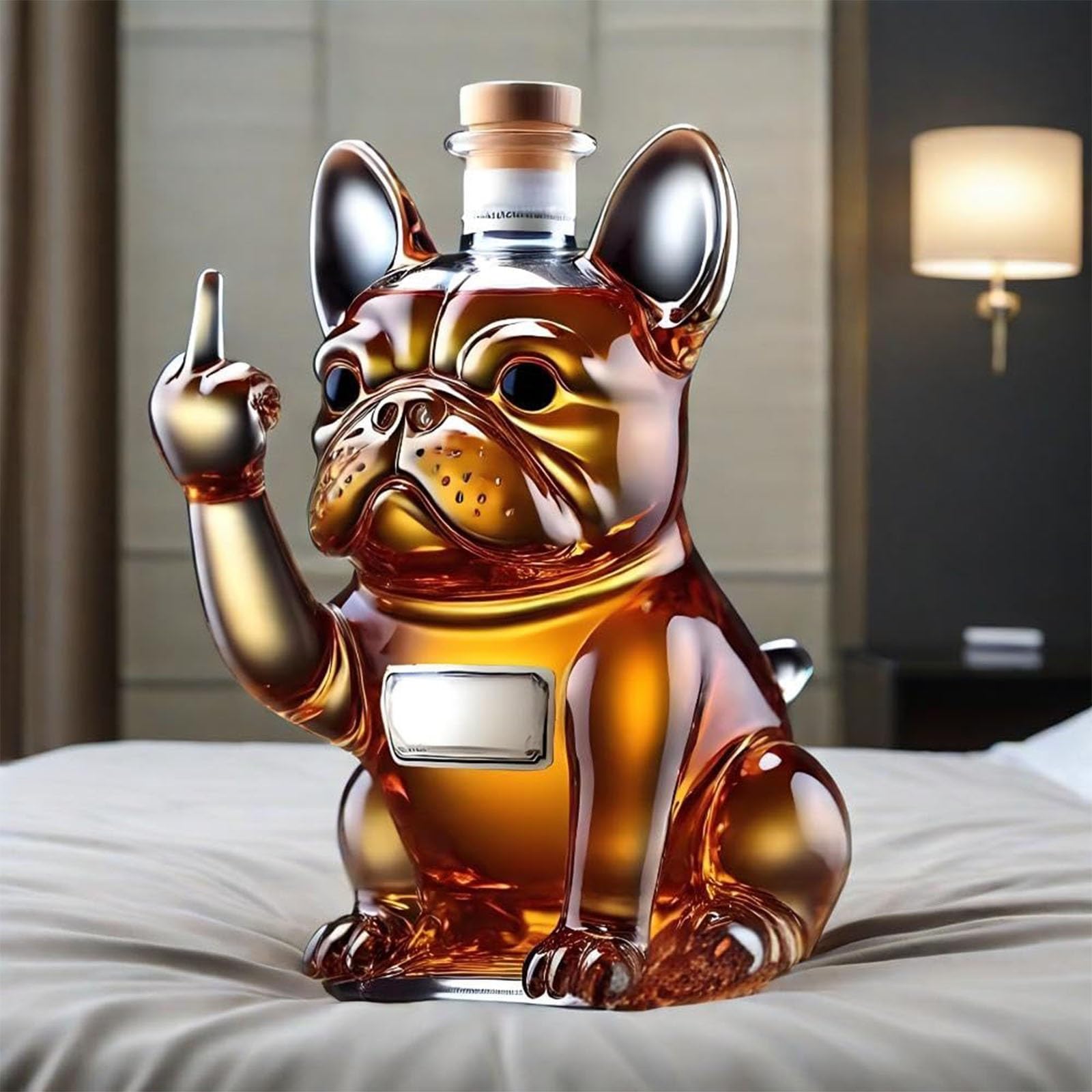Karafka z dekanterem do wina - karafka z karafką do whisky, francuski buldog whisky, karafka do whisky w kształcie posągu majora, zabawne prezenty. (4 szt.)