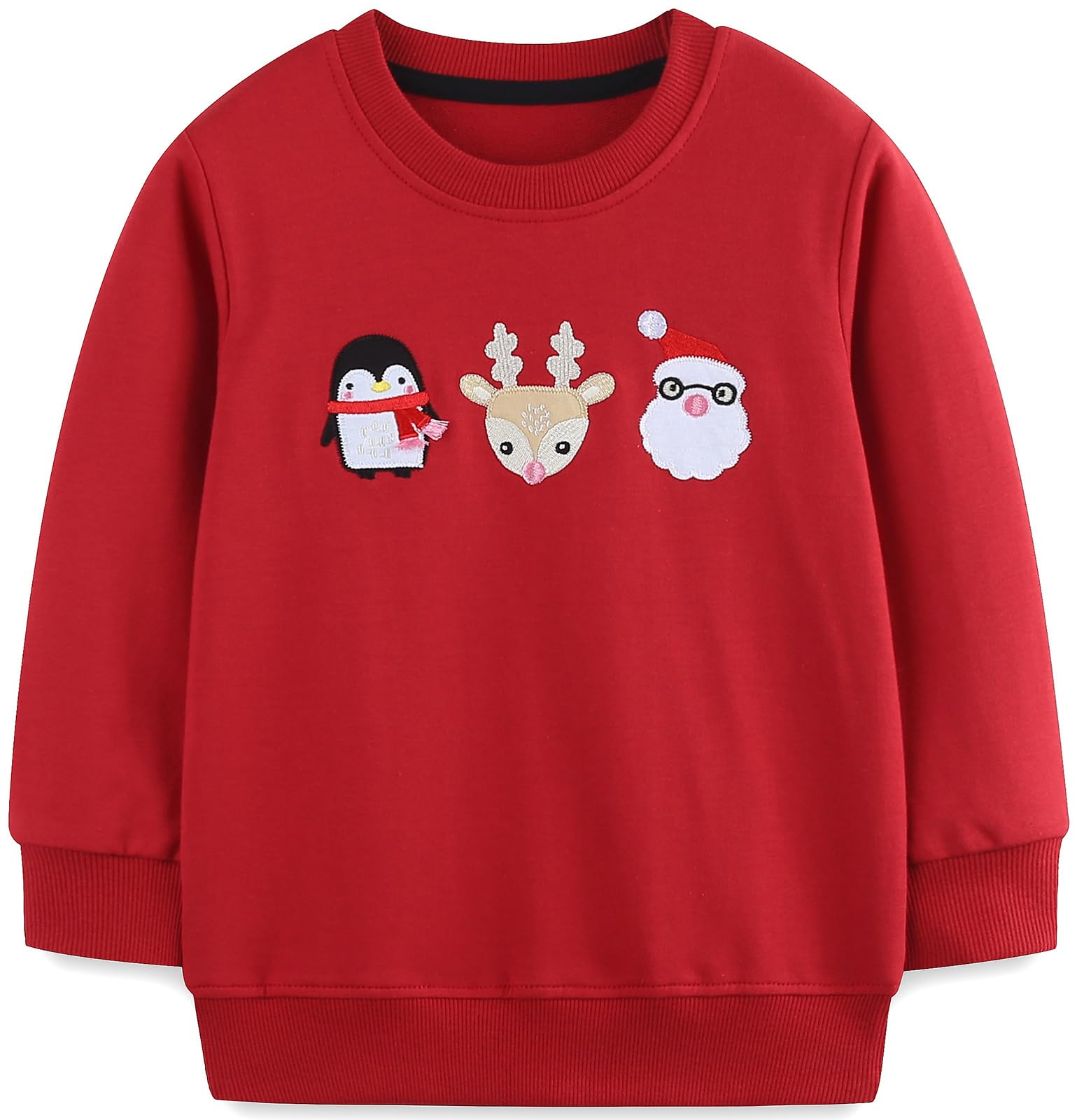 Sudaderas Niña Navidad Sweatshirt Manga Larga 100% Algodón Camiseta sin Capucha para Niñas 1-7 Años