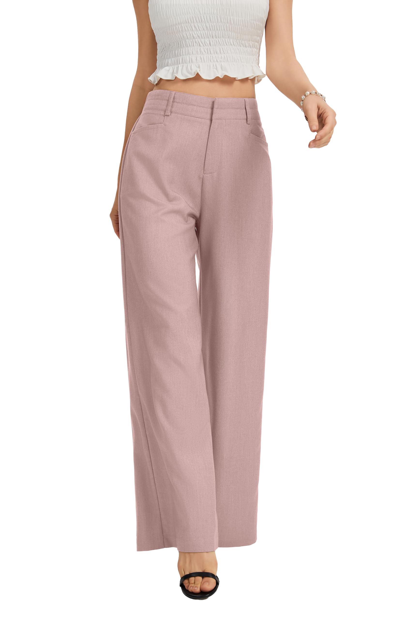FUNYYZO Wide Leg Dress Pants for Women Work Slacks Business Casual Outfits