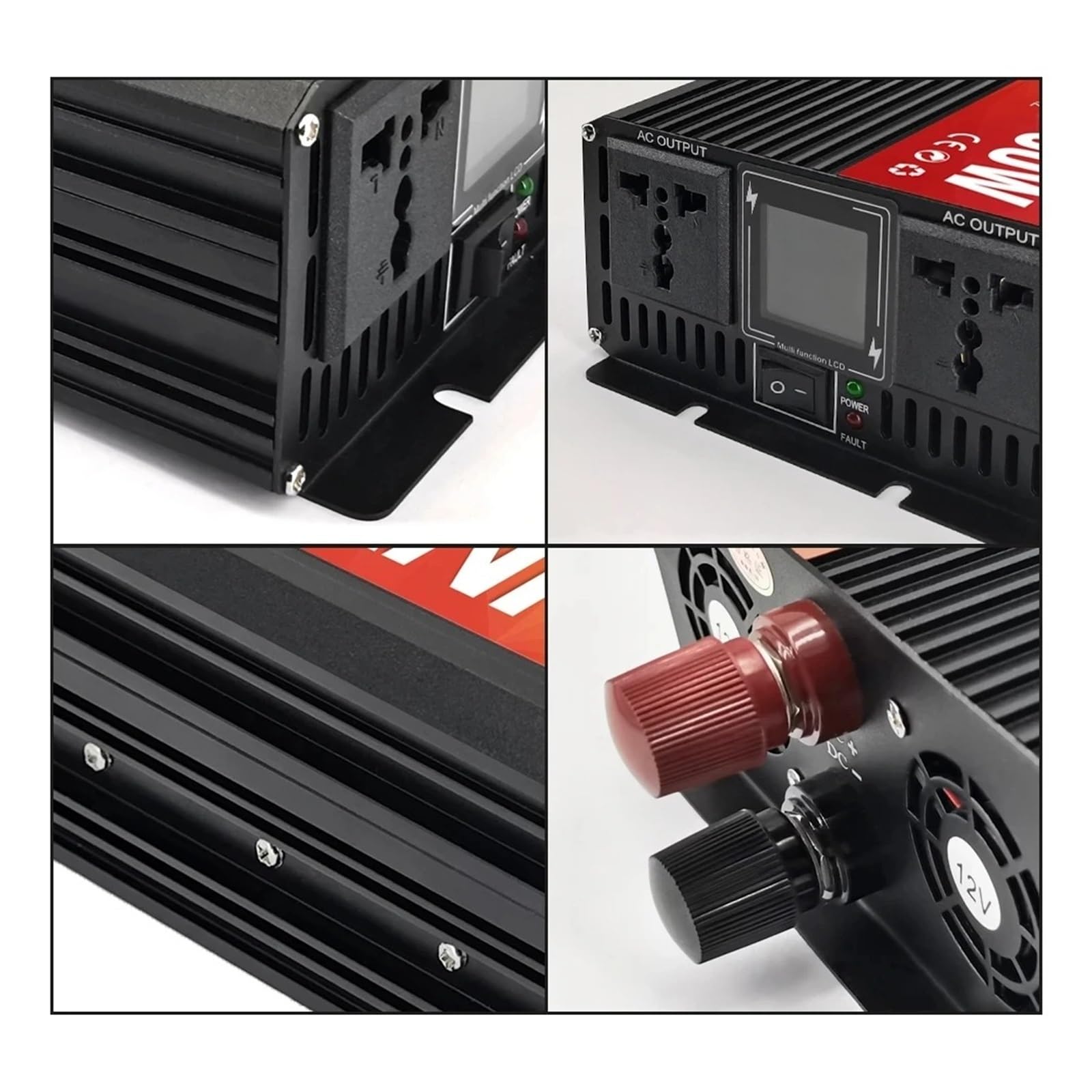 POWERinvert Onduleur Voiture 3000 W À Onde Sinusoïdale Double Prise Écran LCD Convertisseur Tension CC 12 V 24 V vers CA 220 V(12V,110V 60HZ,Universal)