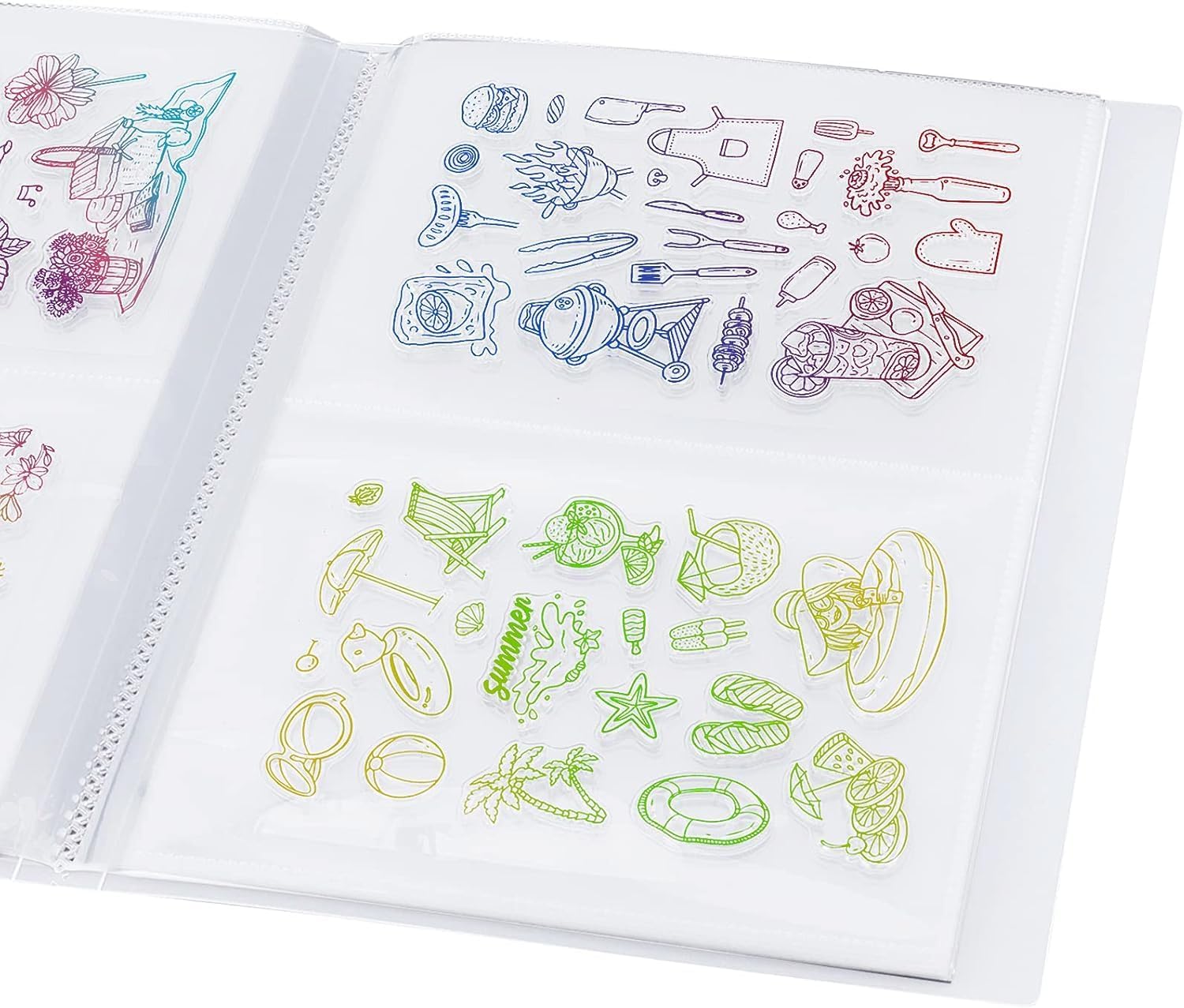 GLOBLELAND 80 Pockets Clear Stamps Storage Album Cut Dies Storage Bag Embossing Folder Keeper Cards Folder Bag for DIY Scrapbooking Arts Crafts Collecting 5.11x7inch