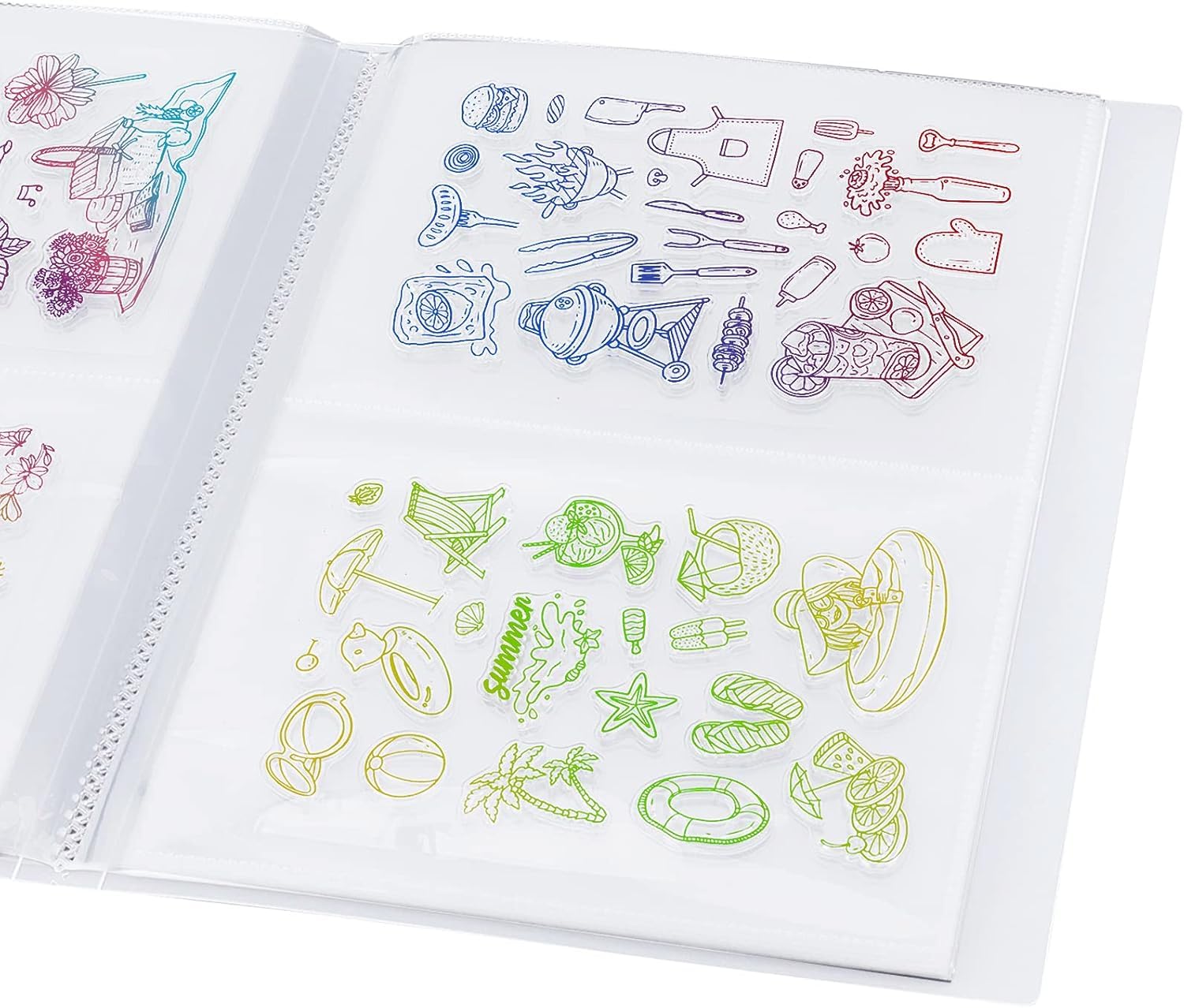 GLOBLELAND 80 Grids Clear Stamps Storage Album Cut Dies Storage Bag Embossing Folder Keeper Cards Folder Bag for DIY Scrapbooking Arts Crafts Collecting 5.11x7inch