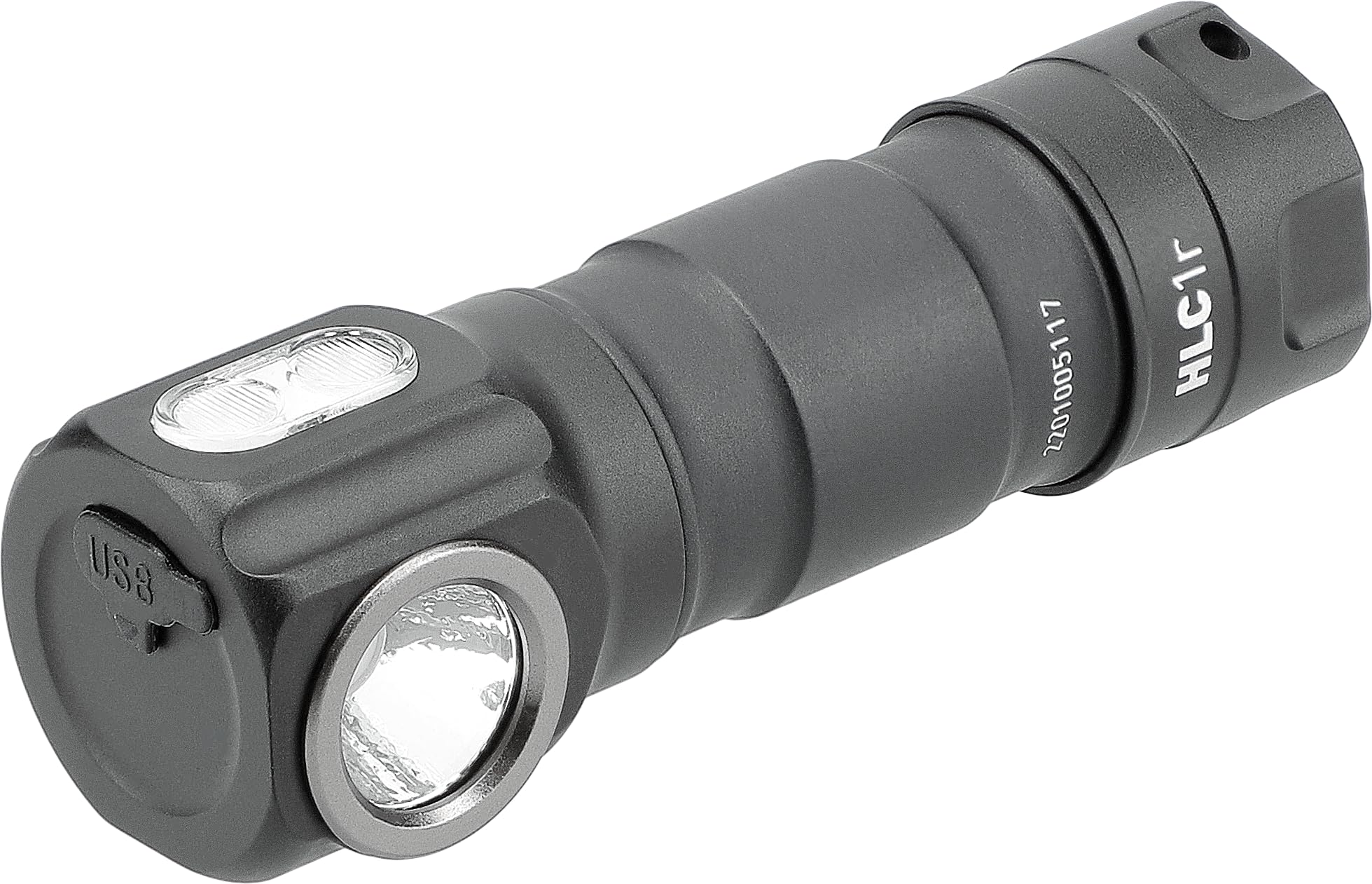 Walther HLC1r Stirnlampe, Wiederaufladbar, USB Kopflampe, IPX6 Wasserdicht, inkl. Akku 18350, Ladekabel, MOLLE-Clip, Handschlaufe und Ersatzdichtung