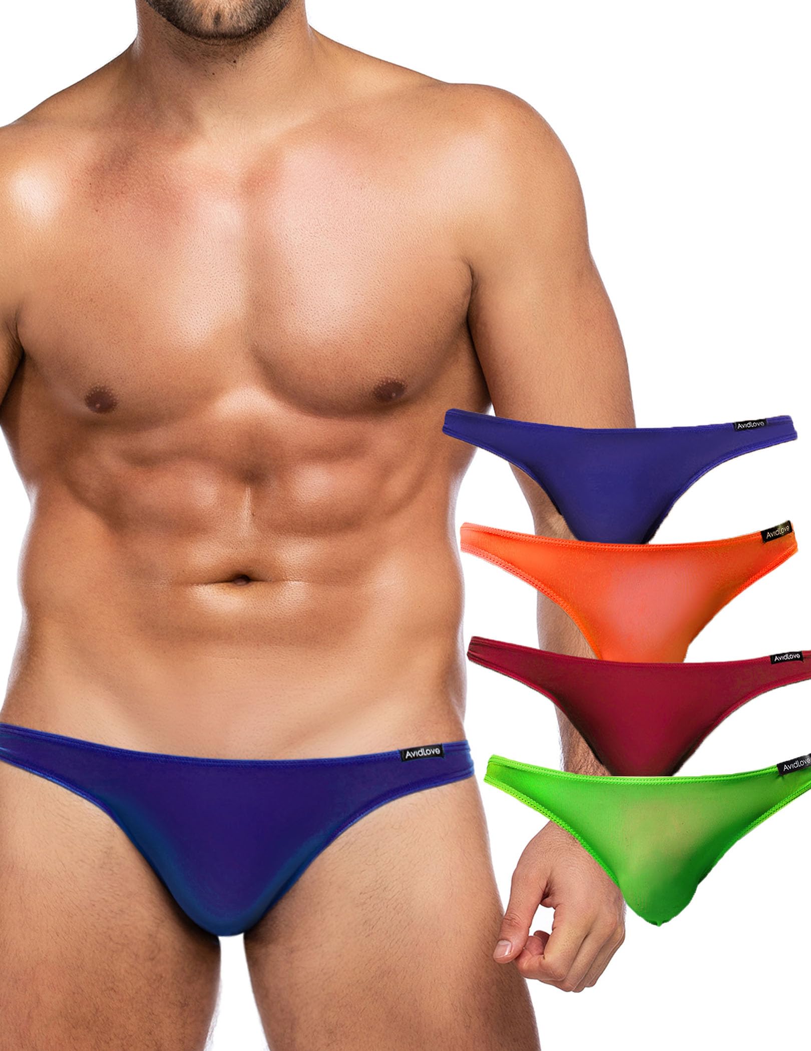 AvidloveUnderwear Men's 4 Pack Classic Low Rise Stretchy Hip Briefs Bikini