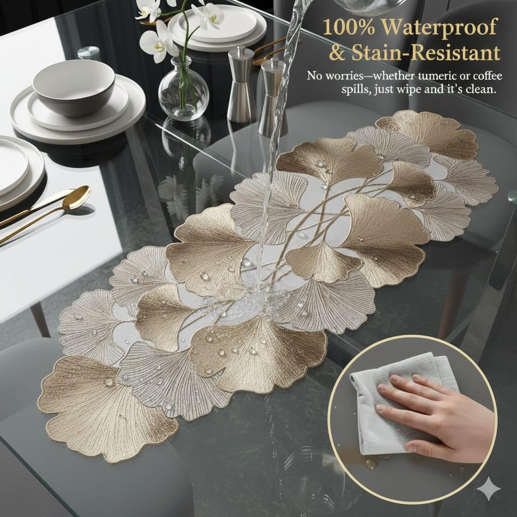 Dining Table Runner for Home | Decorative Table Cover for Dining & Kitchen | Suitable for Everyday Use, Parties and Special Occasions (1, Tulip Runner) 2