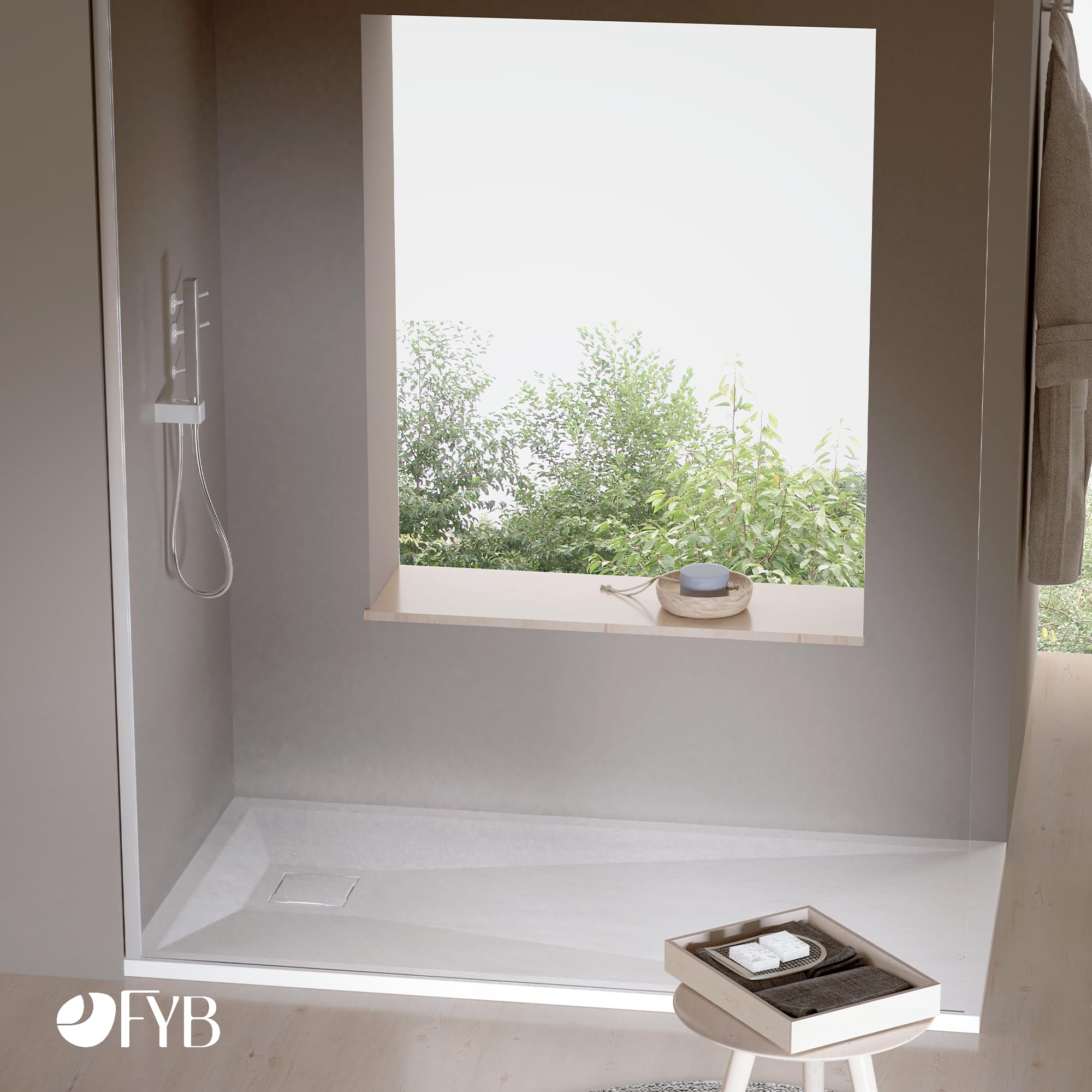 Plato de Ducha de Resina 120x80 cm Blanco Extraplano, Válvula de Desagüe Incluida, Superficie Resistente y Fácil de Limpiar, Diseño Moderno y Fácil Instalación para Baño