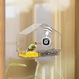 Smart Window Bird Feeder Camera with AI, Modern Design for Panoramic Views, 2K HD Live Feed, USB Powered & Secure Suction Mount - The Ultimate Tech Gift (Clear)