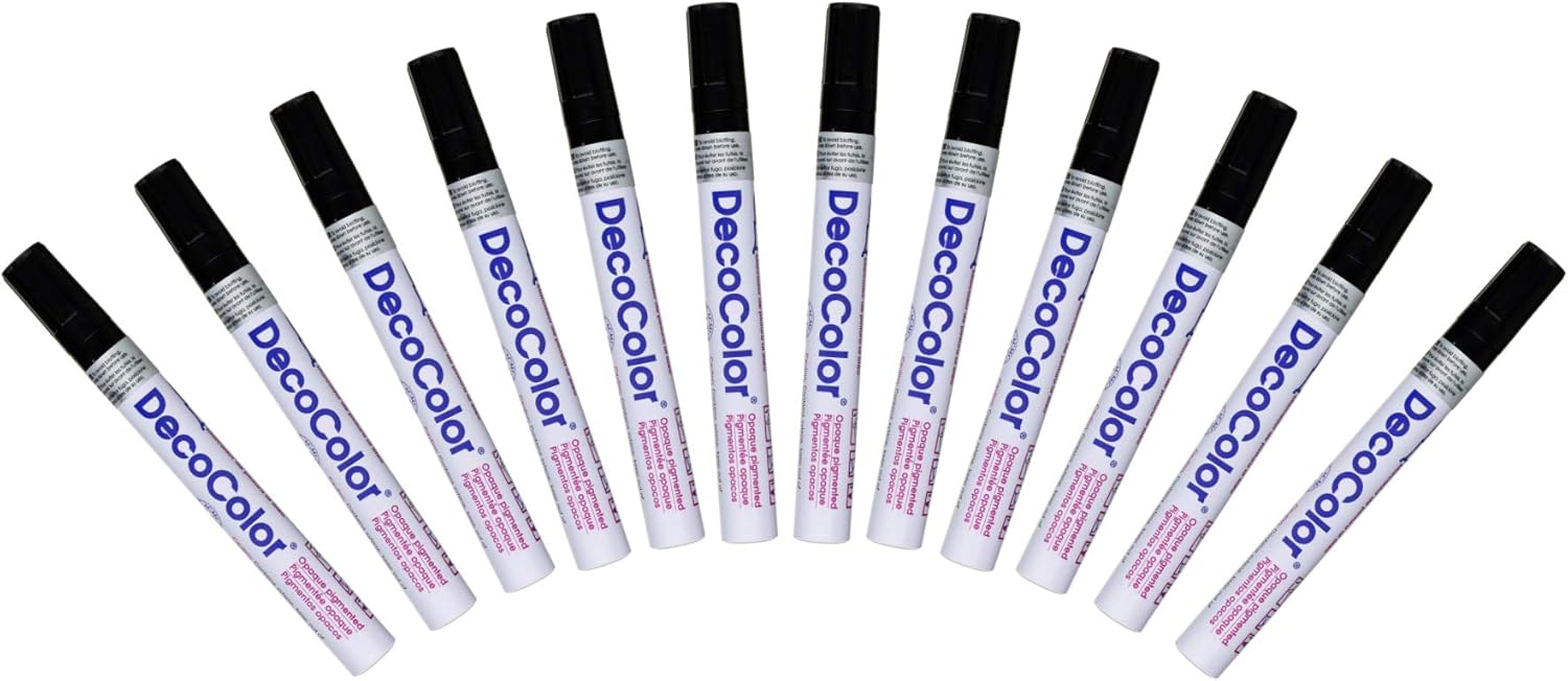 Uchida of America DecoColor Black Broad Tip Paint Marker, 12 Piece