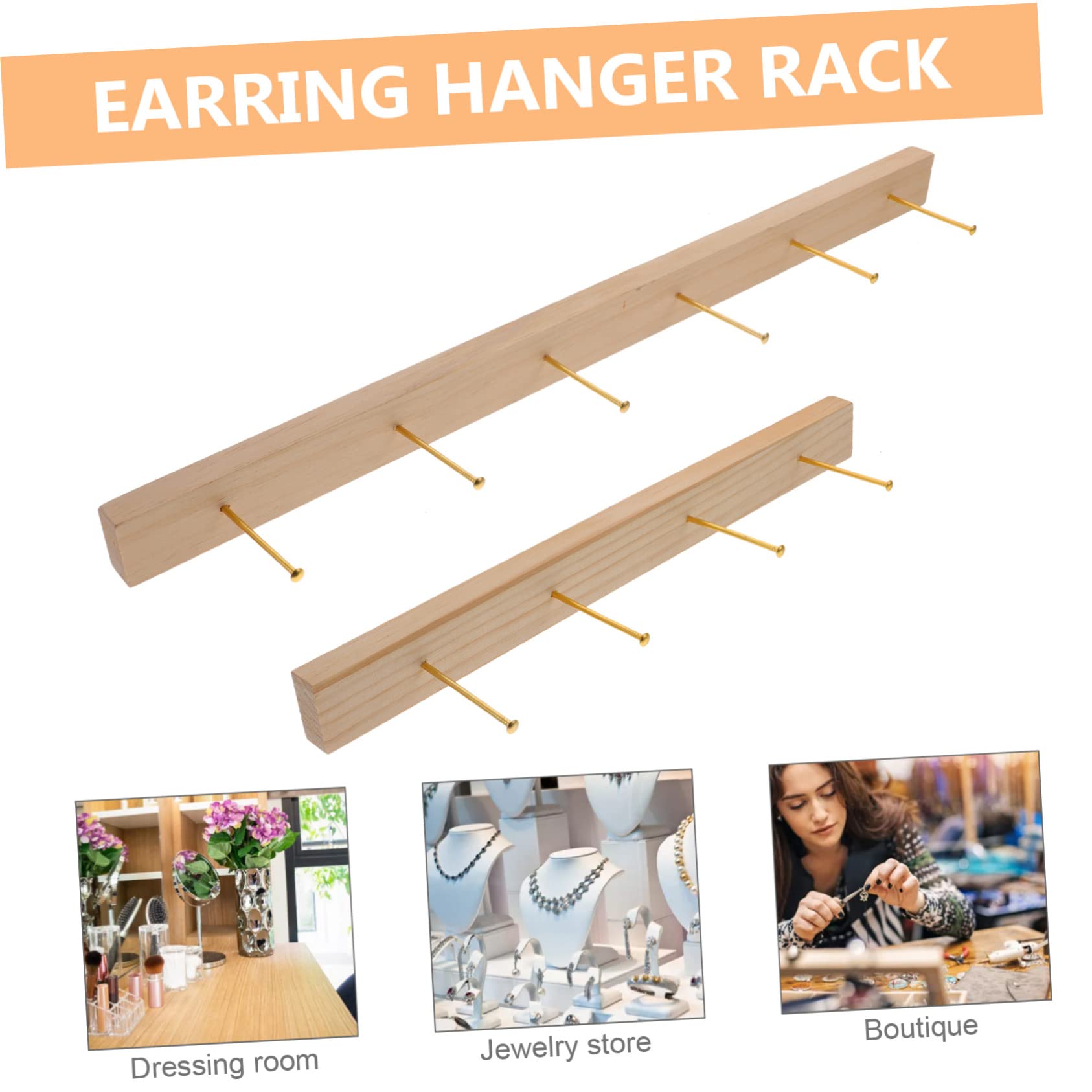 Holibanna 2sets Organizer da Muro per Gioielli Legno di Appendini per Orecchini e Collane Espositore Elegante per Negozio e Uso Personale Facile da Installare e Accessibile