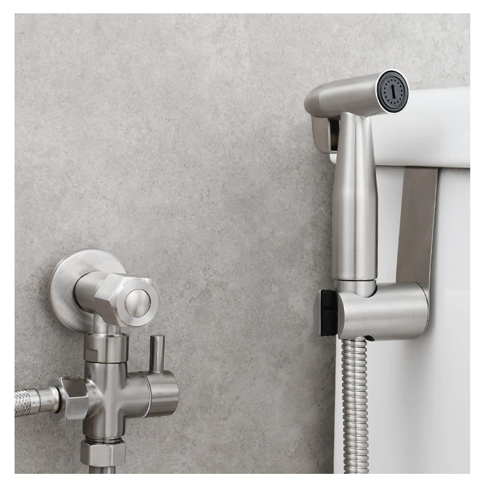 Handsprüher-Aufsatz, 304 Edelstahl, Stoffwindel-Sprayer, Badezimmer-WC-Aufsatz-Set for Baden von Haustieren, Damenhygiene, gebürstet, Zeichnung b(Drawing B)