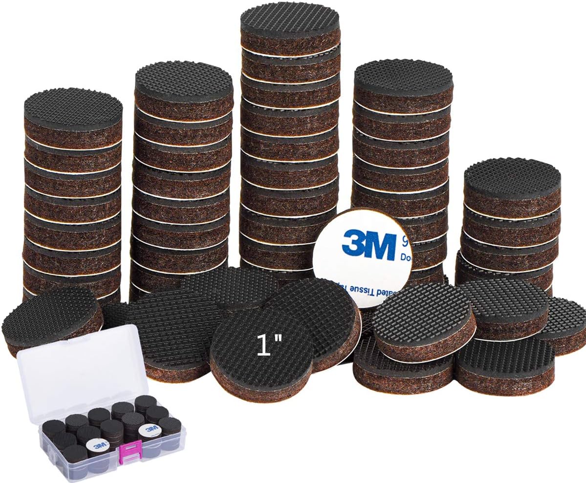Non Slip Furniture Rubber Pads 56 Pieces 1" Anti Slip Furniture Pads Hardwood Stopper Self Adhesive Round Anti Skid Furniture Pad 1/3 inch Thick Furniture Gripper Protector for Hardwood Floor in a Box