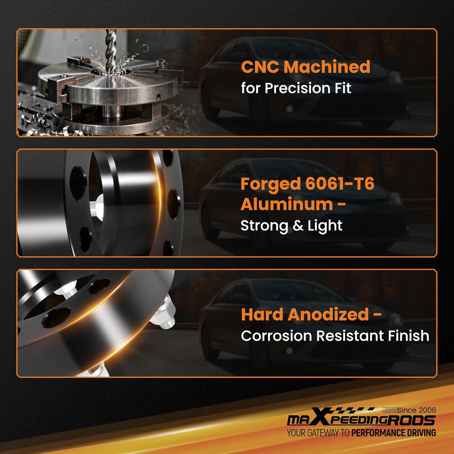 maXpeedingrods 6x5.5" Wheel Spacers 1.5"(38.1mm) Forged Spacers with 106mm Hub Bore and Lip, M12x1.5mm Studs for Toyota 4Runner Tacoma Tundra FJ Cruiser 1996-2022 4PCS