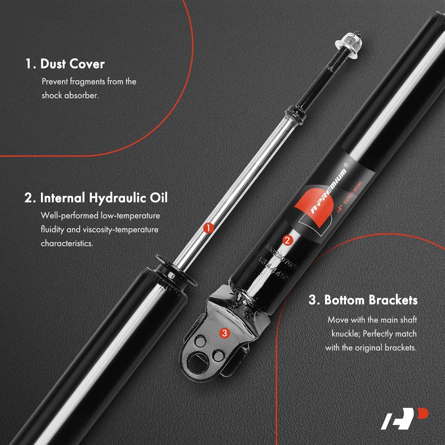 A-Premium Rear Pair (2) Shock Absorber Assembly Compatible with Infiniti G35 2003-2006 & Nissan 350Z 2003-2005, Driver and Passenger Side