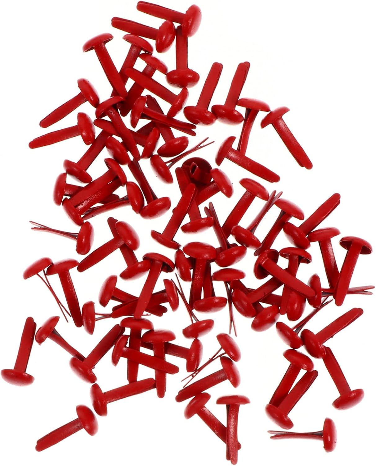 ULDIGI 200Pcs Two-Legged Metal Nails Mini Brads Solid Color Iron Fasteners for Scrapbooking DIY Crafts Red