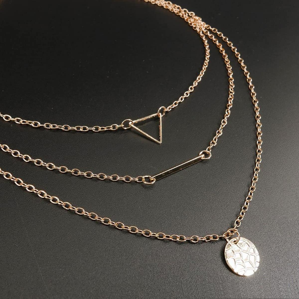 Layered Necklace and Silver Stud Earrings Set