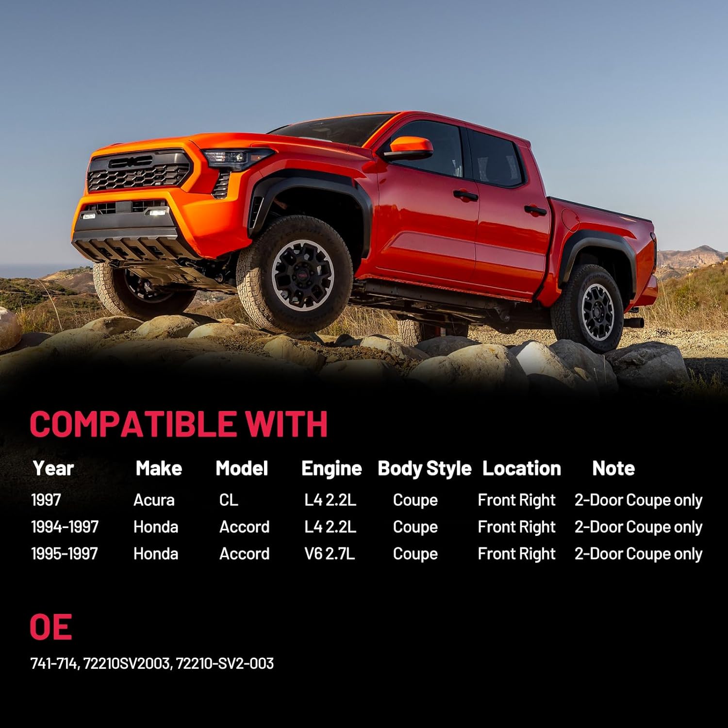 BDFHYK 741-714 Power Window Regulator with Motor Front Right Compatible with Acura CL 1997, Honda Accord 1994-1997