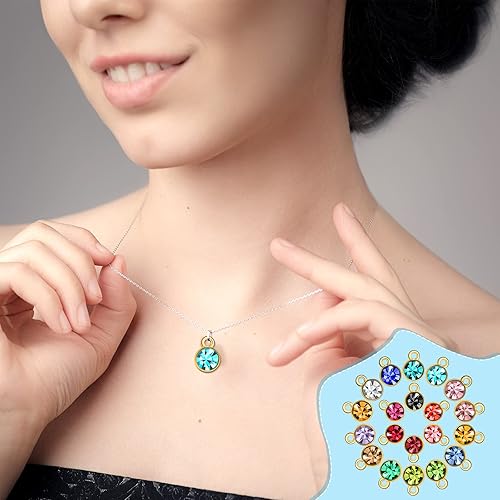 Miniatura 6 de Sureio 80 dijes de piedra natal de cristal con 200 anillos de salto hechos a mano, cuentas de bricolaje para bricolaje, piedras de nacimiento de