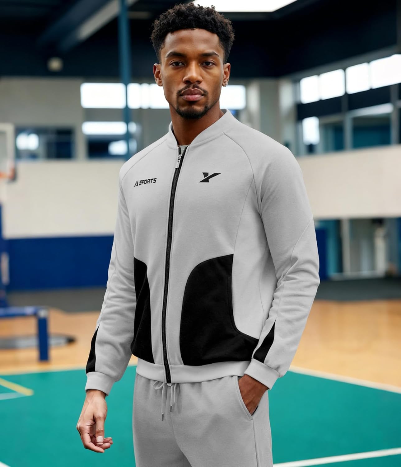 UOUA Mens Tracksuits 2 Piece Set Long Sleeve Sweatsuit Outfits Workout Jogging Suits - Image 3