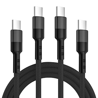 USB C to USB C Data Cable for iPhone 16/15, Nylon Braided 60W Type-C Fast Charging Cable, Compatible with iPhone 16/15 Pro Max, iPad Pro, MacBook Pro/Air, Samsung S24/S23 6 Ft, 2 Pack, Black