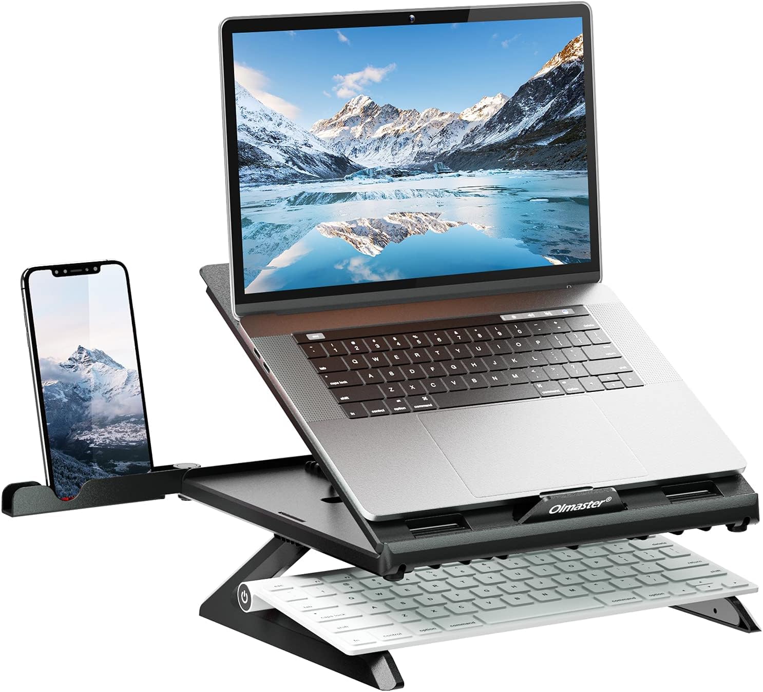 Olmaster Laptop Stand, Muti-Angle Adjustable Portable Foldable Stand with Heat-Vent, Ergonomic Laptop Stand Riser for Desk Compatible with MacBook, Air, Pro, Surface Laptop (9-15.6 inches) (Black)