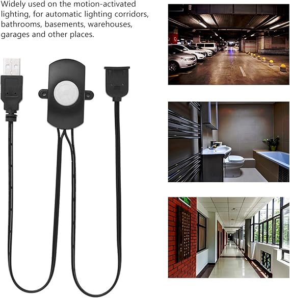 Motion Sensor Detector Switch, LED Strip Auto Sensor Detector Switch, Motion Activated Sensor Part for Camera(Black)