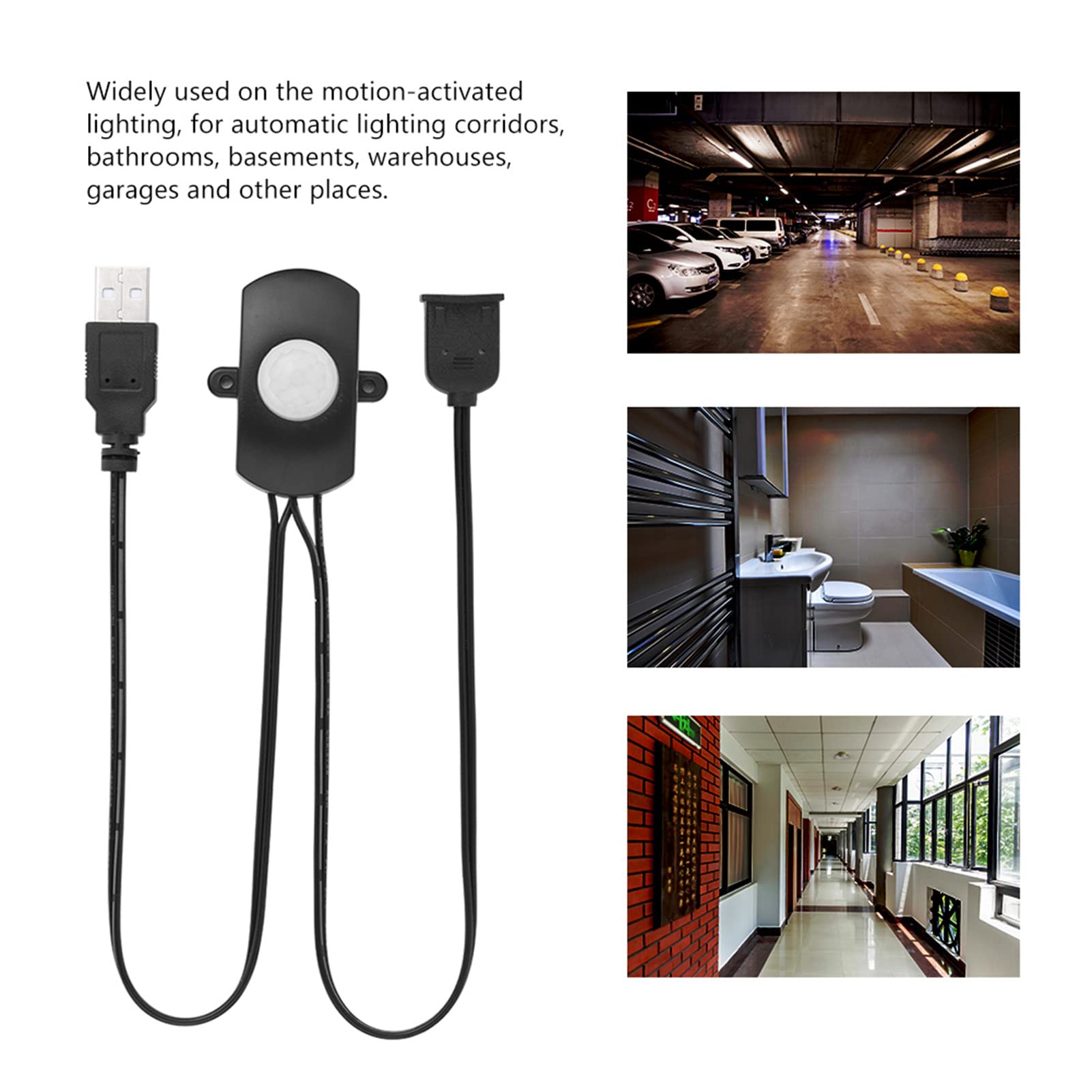 Ejoyous USB Motion Sensor, Mini PIR Infrared Sensor Light, 120 Degrees Cone Angle, 5-7m Sensing Distance, Black, USB Powered - Image 2