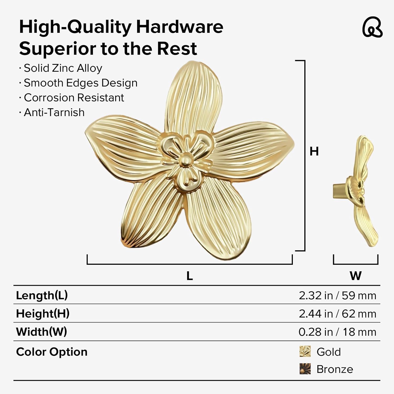Remunkia Gold Cabinet Knobs, Cabinet Pull, 3-Pack Flower Drawer Knobs, Zinc Alloy Petal Cabinet Handles, Dresser Handles, Unique Gold Dresser Knobs for Wardrobe, Closet, Furniture Pulls (Petal, 3)