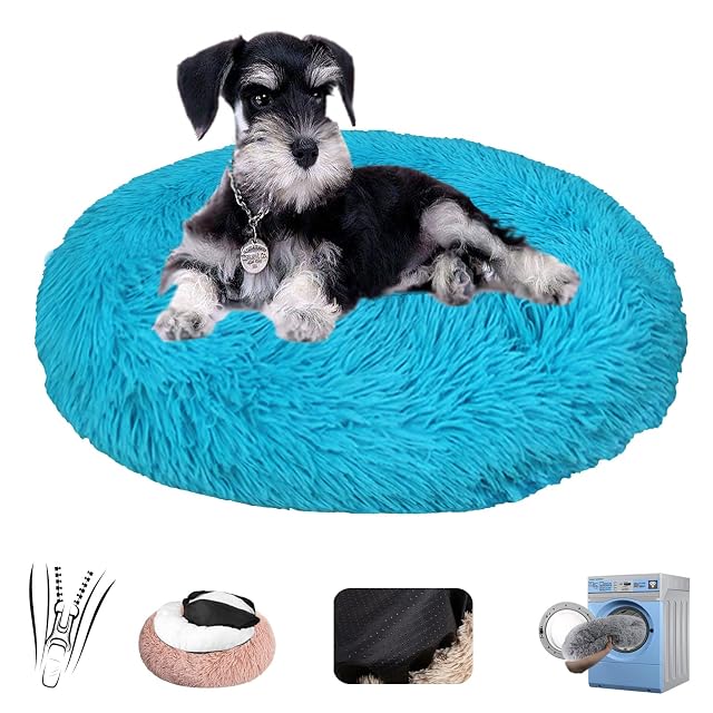 Rechteckig Cama para Mascotas Redonda Rosquilla Cama de Felpa ​Mascota Calmante, Portátil