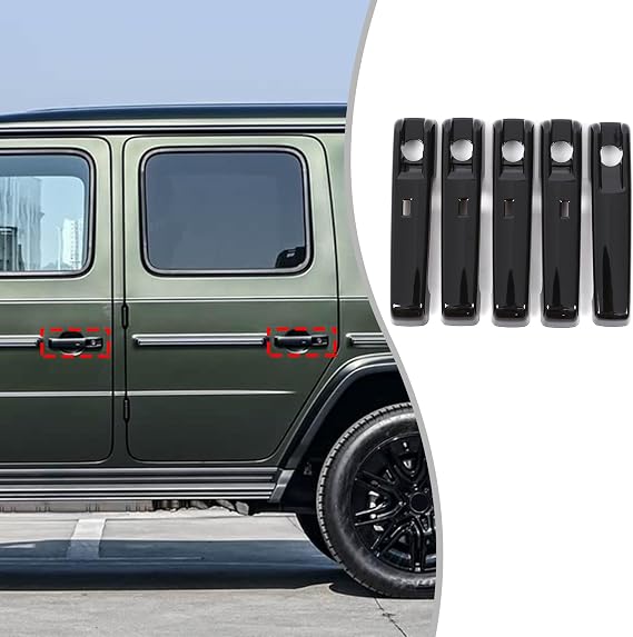 Car Exterior Door Handle Cover Trim Compatible for Mer@cedes Benz G Class AMG Wagon Cross Country SUV W463 G350 G450D G500 G63 EQG 2025 2026 Compatible with Keyless-Go Accessories (Glossy Black)