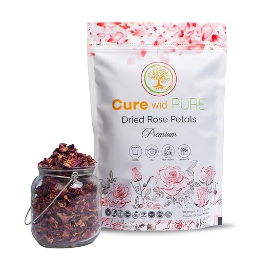Cure With Pure Pétalos de rosa secos comestibles sin conservantes 35 onzas en bolsa resellable rosas secas naturales de primera calidad para té