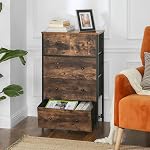 SONGMICS Dressing, Tour de commode de rangement avec 5 Tiroirs en tissu, Unité de commode, pour Hallway, Chambre, Rustique Brown et Classic Black ULGS45H