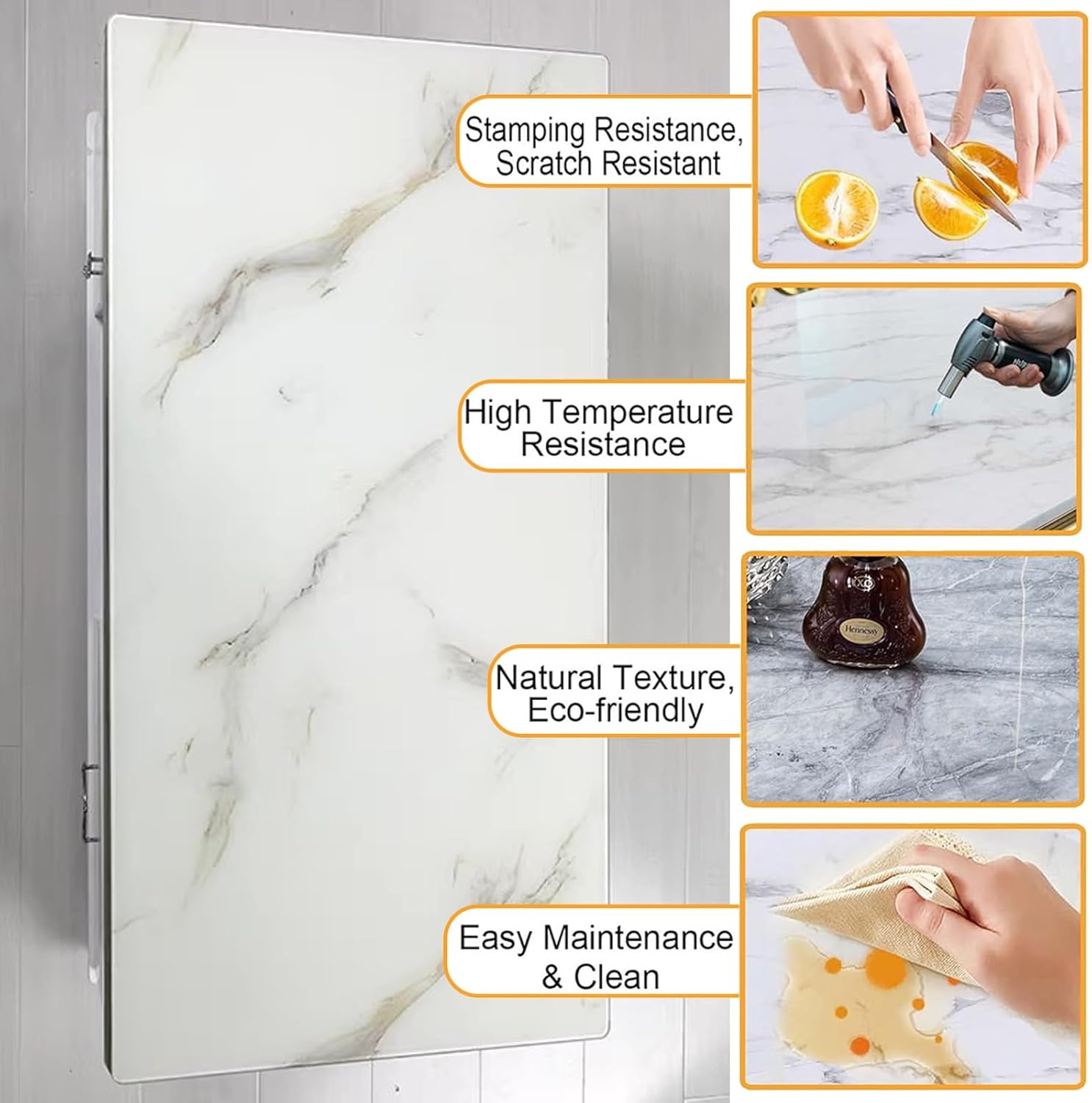 Rectangle Glass Table Top, Table Top Tempered Glass with Marble Design, 8mm Thick Tempered Table Top with Polished Edge, Ideal for Patio, Dining, Coffee, Side Table(Color:B,Size:100x55cm)