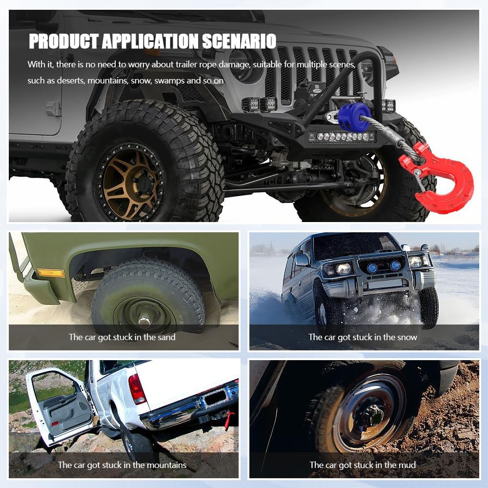Winch Stopper for Cable, Rubber Winch Cable Stopper with Allen Wrench, Winch Cable Hook Stopper Protects Towing Hook, Synthetic Rope, Cable Line from Wear or Damage, Hawse, Bumper