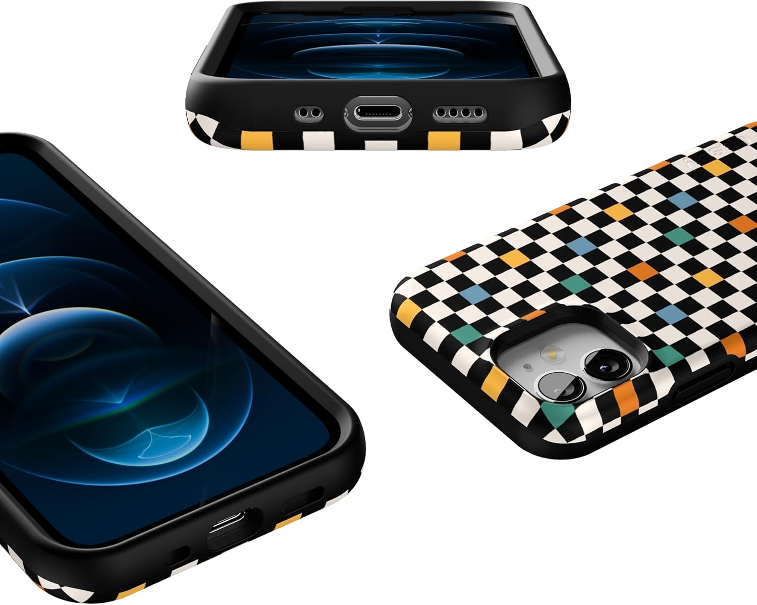 Casely iPhone 12 Mini Case | Old Skool | Retro Checkerboard | Compatible with MagSafe | Bold Protective Design