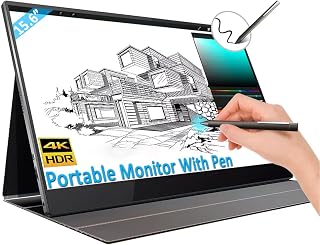 Monitor portátil 4K, 15,6 polegadas 3840x2160 UHD Touchscreen Dual USB C Monitor de jogos 600cd/㎡ HDR FreeSync Suporta 4096 Níveis de Pressão e Projeção de Tela Sem Fio Monitor de(US)