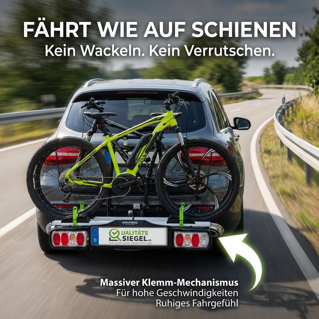 Messeneuheit 2025 Fahrradträger E-Bike für Anhängerkupplung 2 Fahrräder, bis 60Kg, Diebstahlschutz, Fahrradträger Auto (Silber)