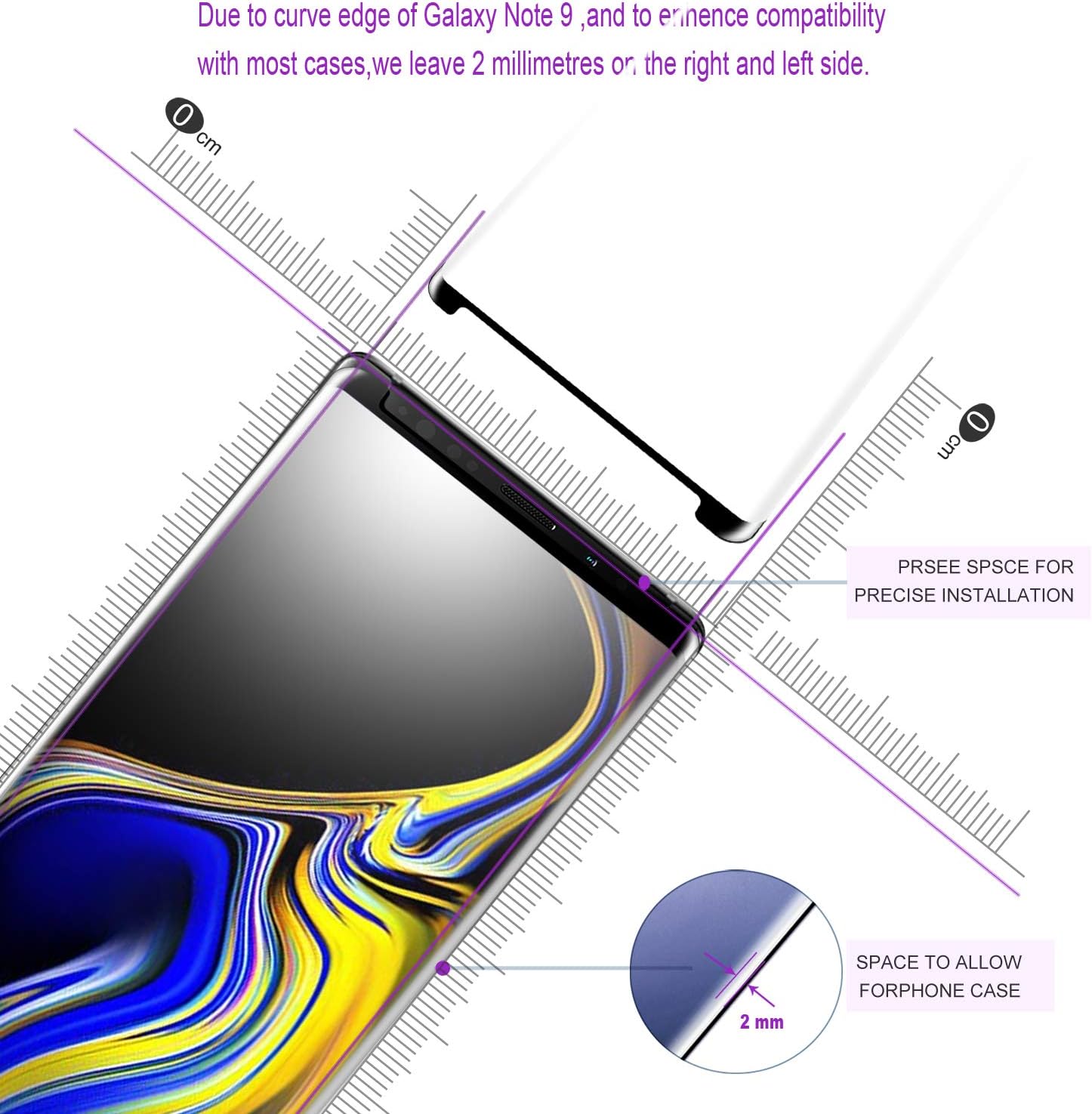 iAnder [2-Pack] Galaxy Note 9 Glass Screen Protector [Easy Installation Tray], 3D Curved [Tempered Glass] Screen Protector for Galaxy Note 9 [Case Friendly]