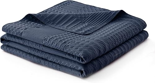 Miniatura 4 de Safonory Juego de edredón azul marino tamaño FullQueen (90"x96") - Colcha de microfibra suave y ligera de verano para cama Queen - Juego de ropa de