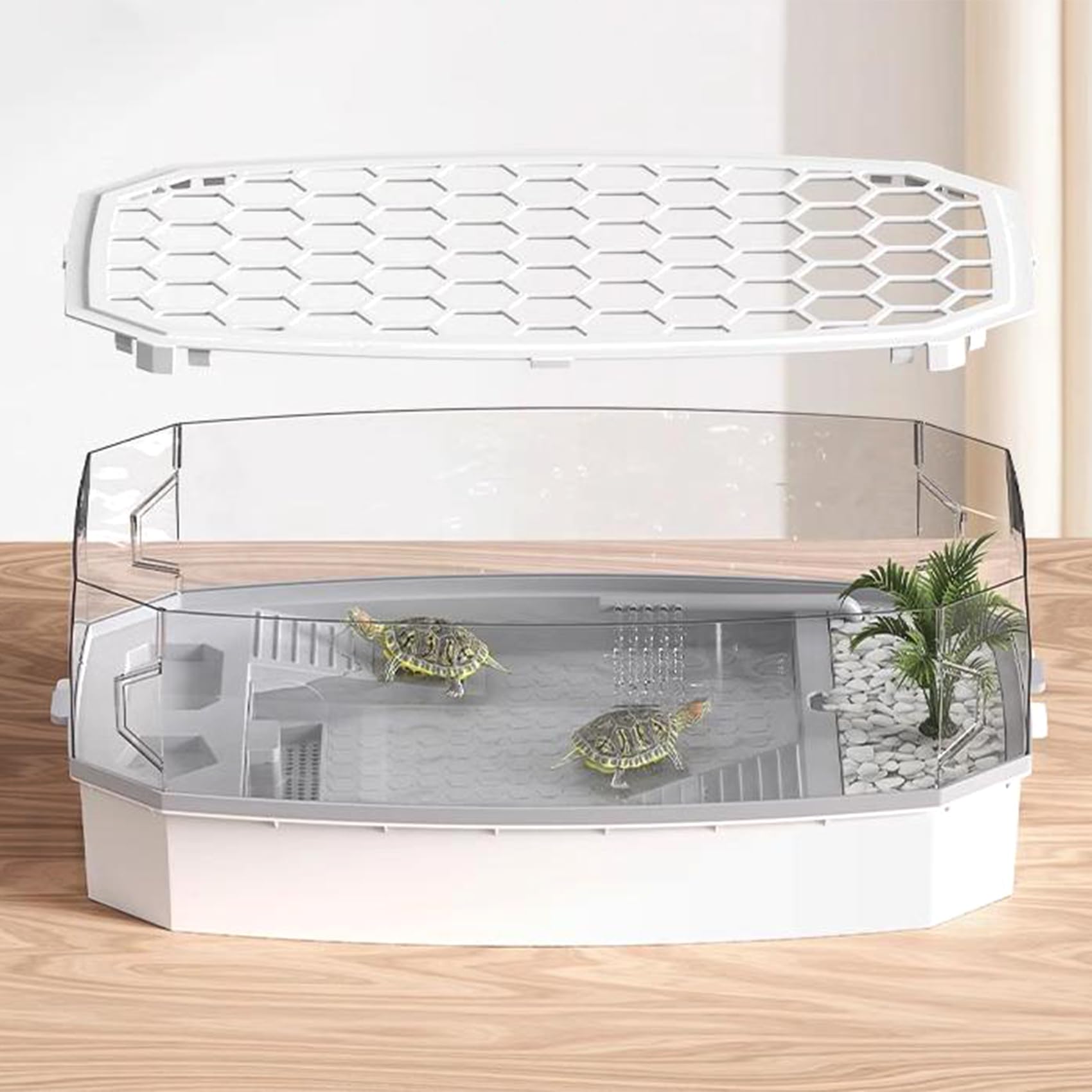 Amazon | Zaoneo 亀用水槽 蓋付き カメ用水槽 亀水槽 飼育ケース