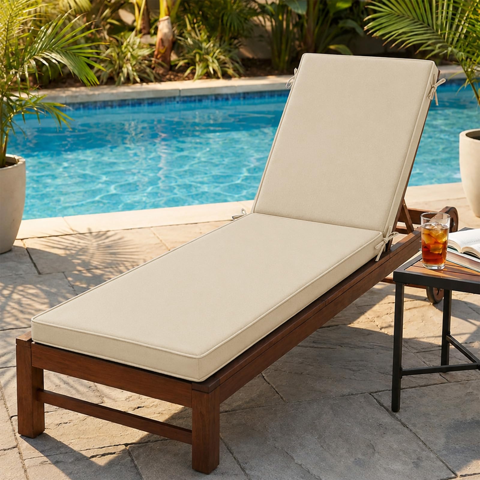 AZMAHT Sun Lounger Cushion Replacement,Waterproof Garden Sunbed Cushion