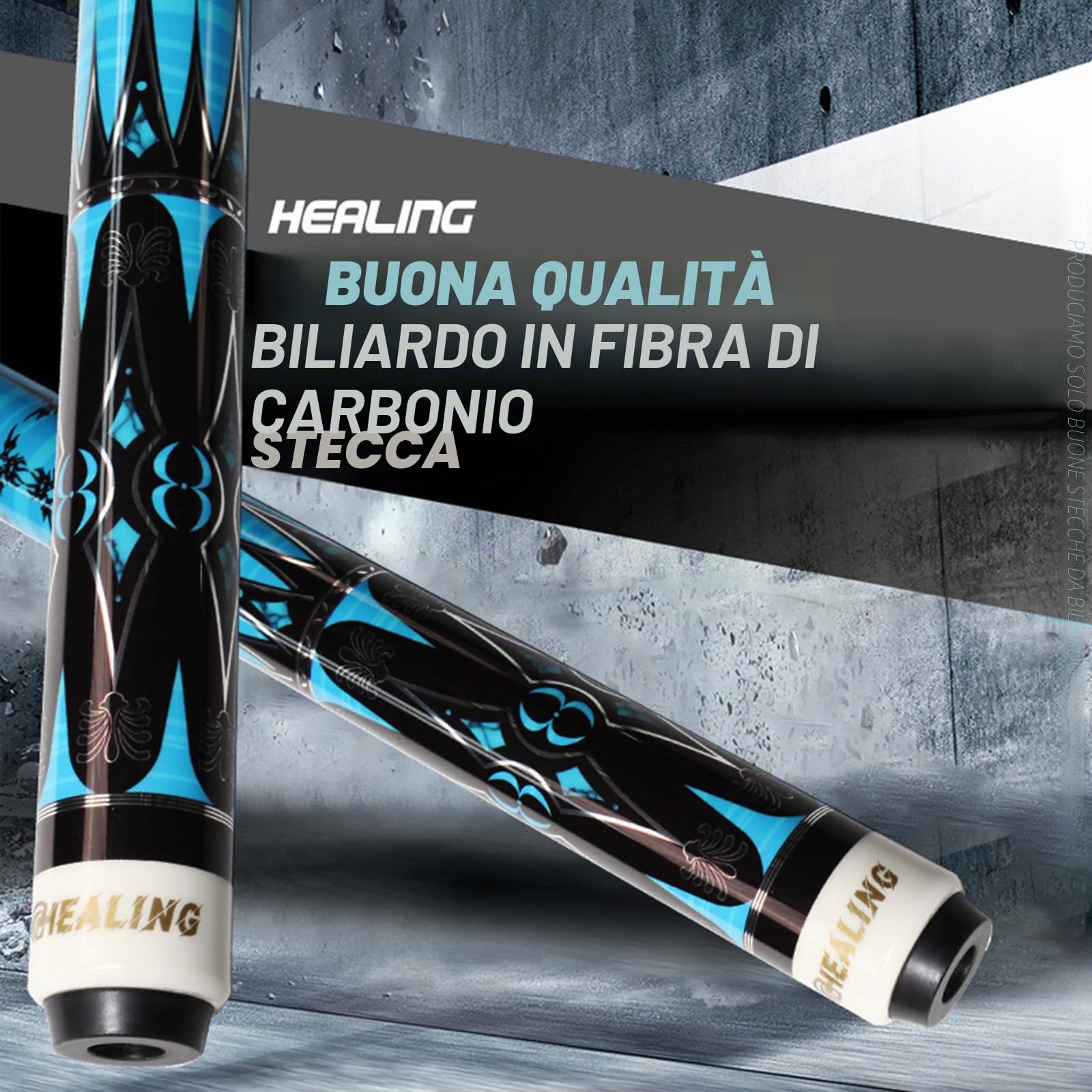 KHEALING Carbon Fiber Pool Cue with 11.8mm Head - Professional 1/2 58' Pool Cue with 8 Teeth Connector for Billiard Enthusiasts