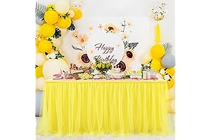 6FT Yellow Tulle Table Skirt for Festive Occasions and Celebrations