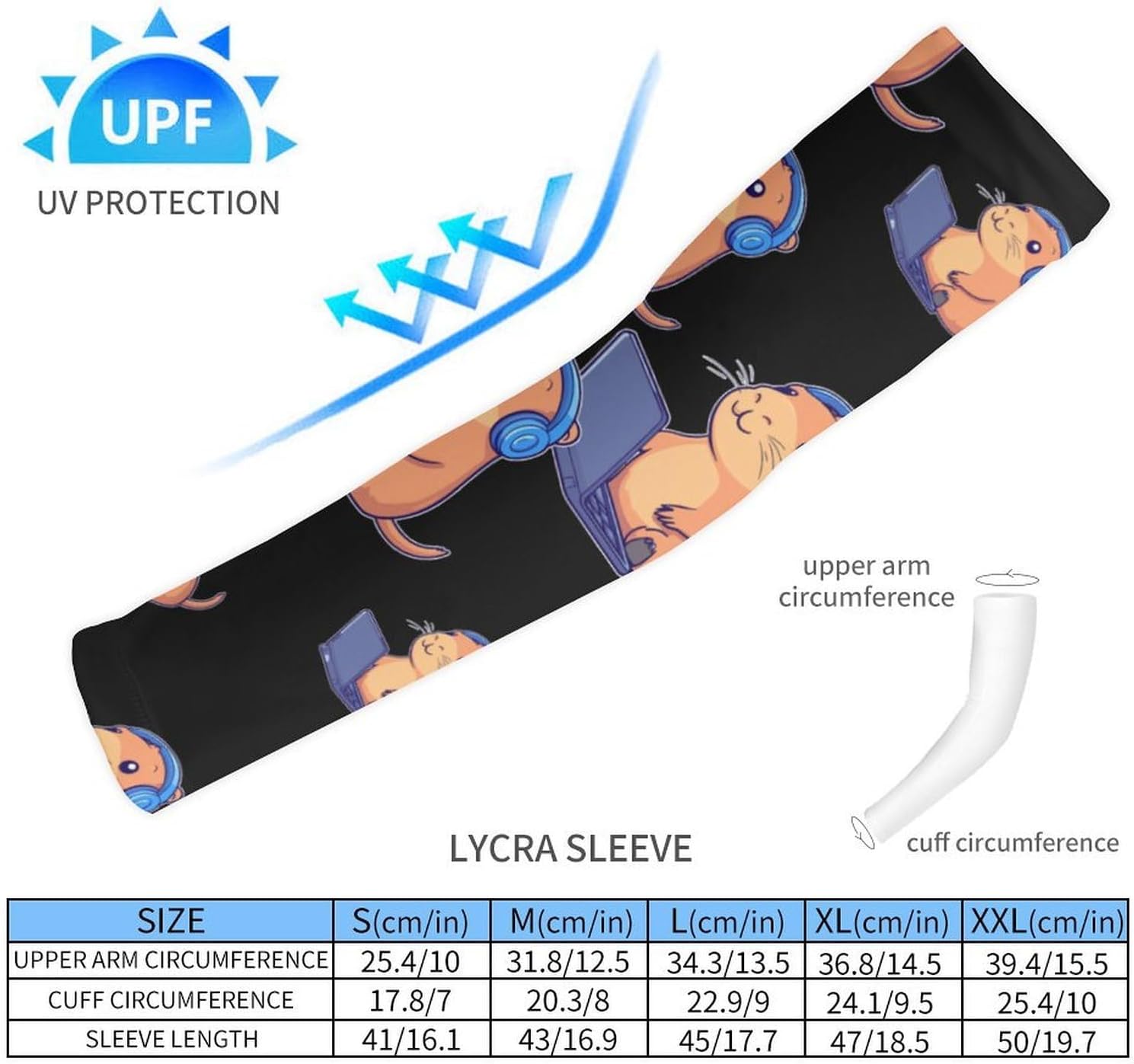 Capybara at Work Arm Sleeves Cooling Sun Protection Sports Compression for Golf Basketball