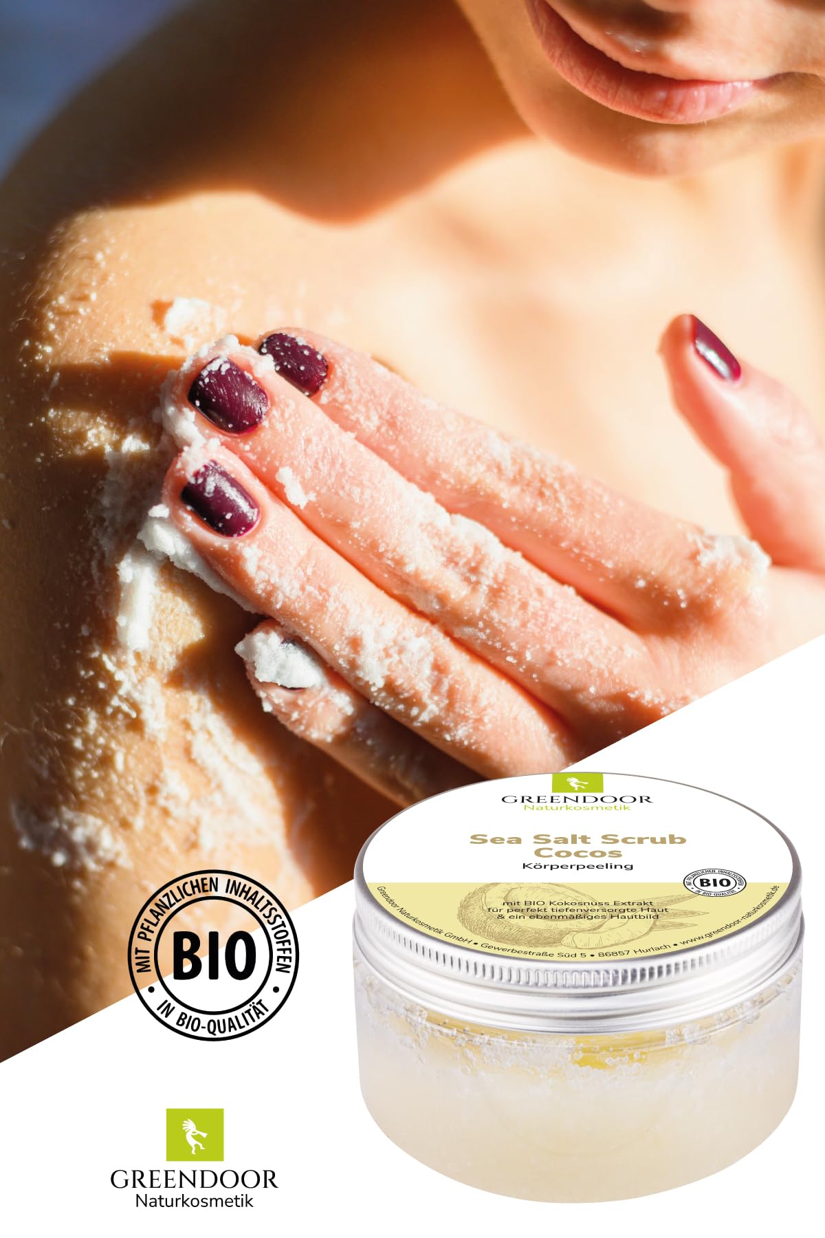 Greendoor Sel de mer Gommage Coco, Sel de mer Corps Peeling sans Plastique, de la Manufacture de Cosmétique naturelle