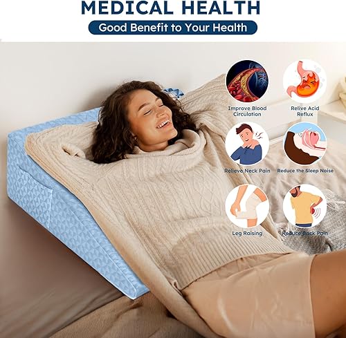 Miniatura 7 de Almohada de cuña de 7.5 pulgadas, cuña de cama después de la cirugía, alivio del dolor de espalda, almohada de espuma viscoelástica, cuña inclinada