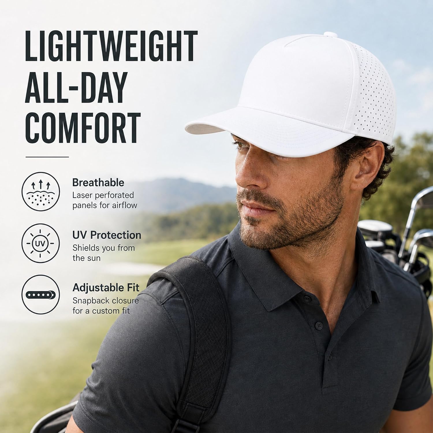 Quick Dry Baseball Cap Waterproof Snapback Trucker Golf Hat for Men Women