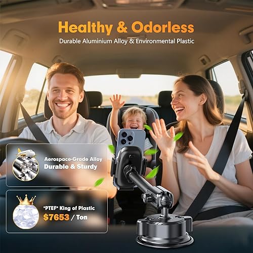Miniatura 8 de isuke Soporte de teléfono para tu automóvil, 80 libras de succión más fuerte y ultra duradero Soporte de teléfono de aleación de aluminio para
