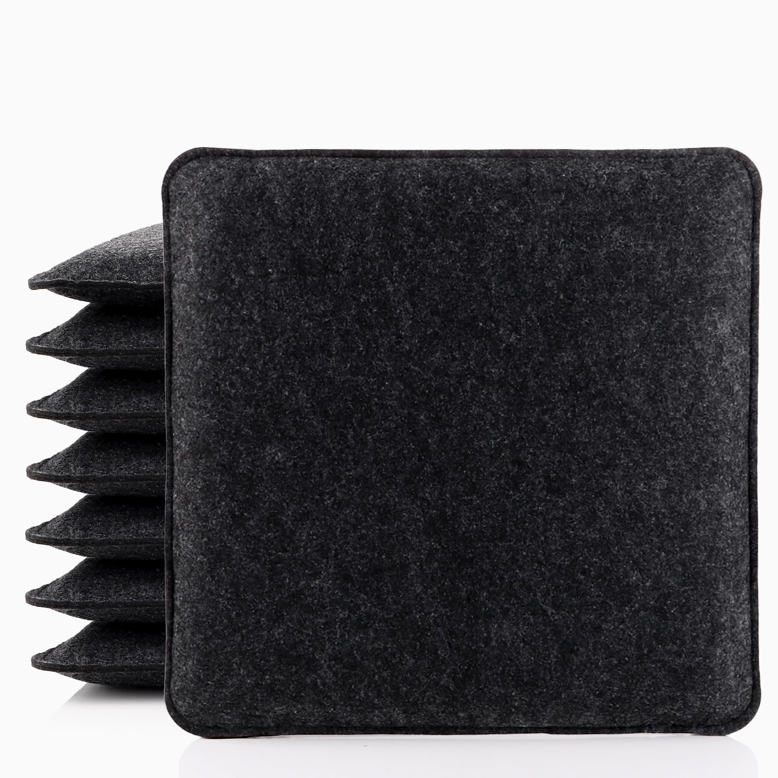 Coussin d'assise pour jardin et terrasse lot de 8 galettes de chaise carrées grises YAYODS en feutre