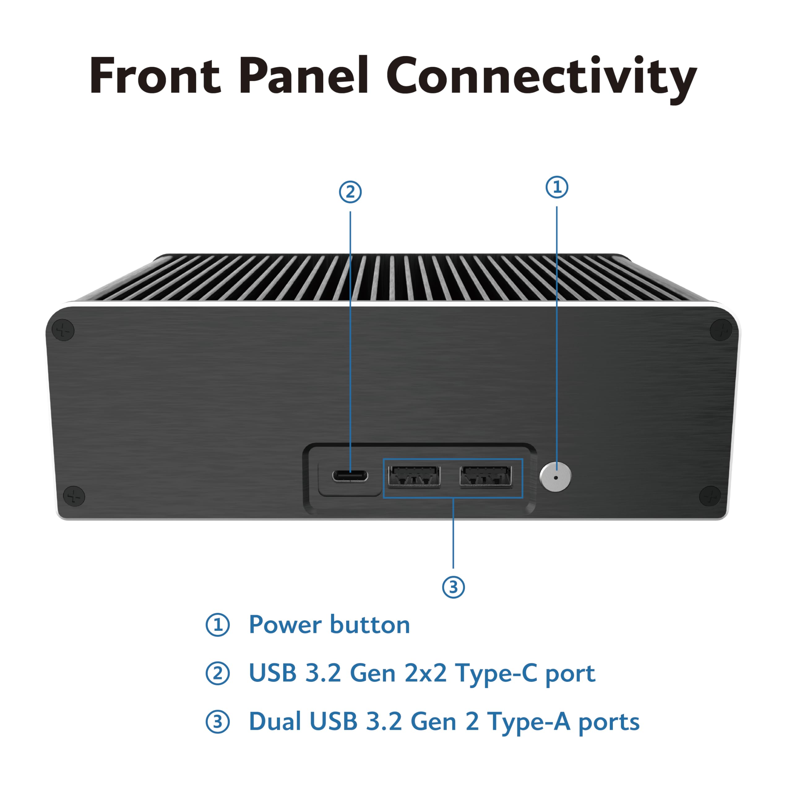 Akasa Newton CRC, progettato per ASUS NUC 14 Pro (Revel Canyon) Core™ i3,  porte anteriori