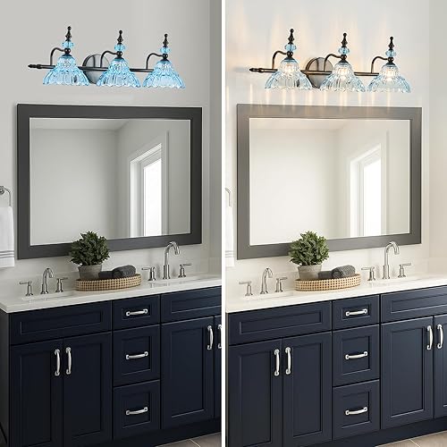 Miniatura 34 de HDDFL Luces de tocador de baño, accesorios de iluminación sobre espejo de latón mate, 3 luces de tocador, apliques de pared modernos para Cobrizo
